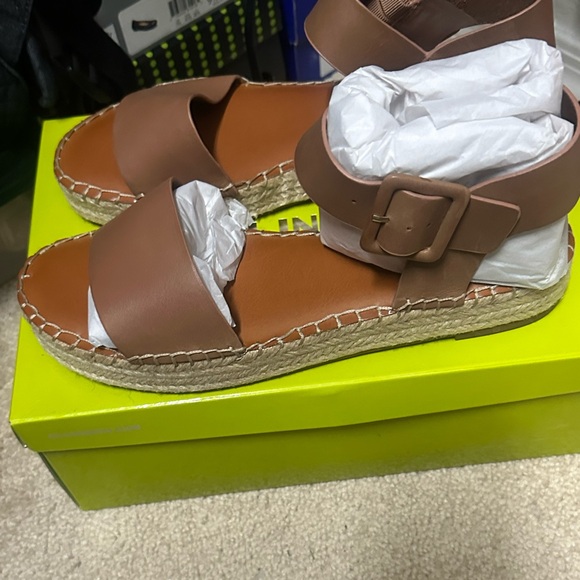 Gianni Bini Shoes - Gianni Bini Brown Espadrille Platform Sandals with Ankle Buckle